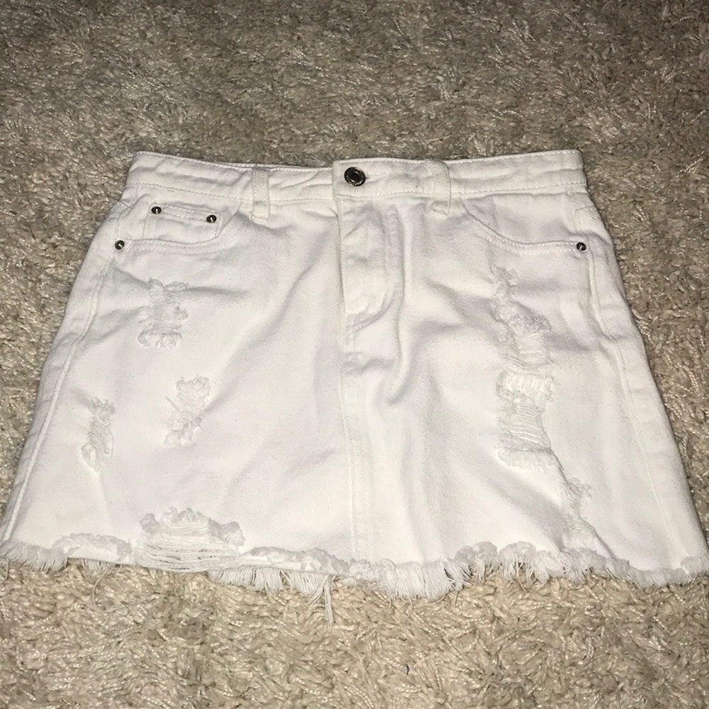 White jean skirt